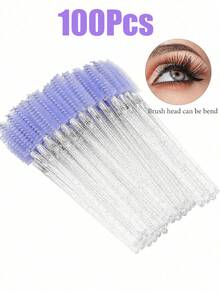 100pcs/Pack Disposable Mascara Wands, Eyelash Brushes, Crystal Eyebrow Brushes (For Eyelash Extensions) (Purple) - Mauve Purple - View 7