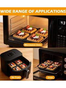 1个方形华夫饼模具 - 不粘烤盘，适用于4-7升空气炸锅 | 可重复使用，可制作比利时华夫饼、煎饼和搅拌器 | 可用洗碗机清洗 - 查看 3