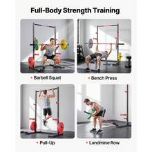 Power Cage Rack, Multifunctional Squat Rack For Home Gym, Width-Adjustable Workout Strength Training Equipment With 6 Band Pegs, Landmine Attachment & Safety Bars For Bench Press Squats Pull-Up - Pull-bar type, adjustable width - 查看 3