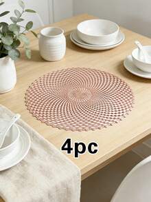 1/4/6pcs Minimalist Fashion Creative Polka Dot PVC Gold Foil Placemats, Minimalist Stylish Coasters, Coffee Machine Mats, Non-Slip Heat-Resistant Tablemats, Suitable For Wedding Party, Holiday Celebration, Picnic, Birthday Banquet Table Decor - Multicolor - View 12