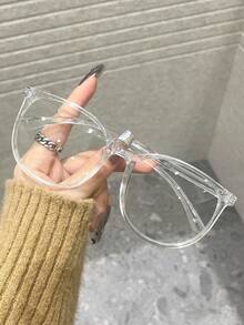 1 Stück Damen Runde Kunststoff Vollrand Klassische Transparente Brille, geeignet zum Lesen, Gaming, auch als tägliches Accessoire für die Schulanfang - Verschiedenfarbig - Übersicht 11