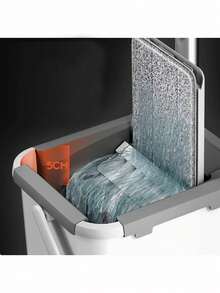 一套平板拖把桶套装，包含2个超细纤维拖把垫，易拧干，干湿两用，适用于清洁复合地板、实木地板、瓷砖地板，白色 - 灰色一套 - 查看 8