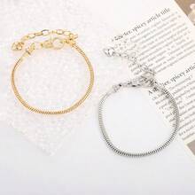 1/5/10/20/30/50条装金/银蛇骨链手链，配心形龙虾扣，适合DIY手链制作，是理想的礼物之选。 - 手鍊 - 查看 2