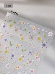 1张春季花卉美甲贴纸，逼真小花花园浮雕美甲贴花，DIY美甲配件，美甲饰品，美甲用品美甲贴纸 - 彩色 - 查看 6