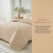 Conjunto de cama acolchoada de 3 peças, incluindo capa de edredom, lençol de cima e fronha. Macia e respirável, ideal para todas as estações. Edredom acolchoado minimalista, leve e perfeito para o verão. Cobertor acolchoado para decoração de quarto. Lavável à máquina, ideal para uso doméstico e em dormitórios. - Damasco - Ver 10
