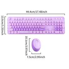 MOFII Conjunto de Teclado y Ratón Inalámbrico Silencioso con Degradado Dulce de Colores Mixtos Teclas Redondas Retro 2.4G 3000DPI Teclado Numérico Completo Estilo Femenino para Oficina Compatible con Windows Baterías Excluidas - Ver 11