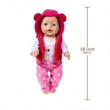 43cm Reborn Baby Doll Magenta Cute 3pcs Outfit Set, Fits 16-18 Inch American Girl Dolls (Doll Not Included) - Hot Pink - View 4