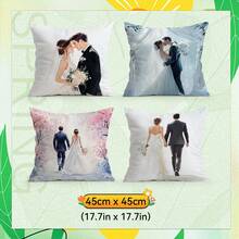 4 件套婚礼礼物图案枕套，单面印花抱枕套，适用于客厅、卧室、家居装饰，四季皆宜 - 彩色 - 查看 12