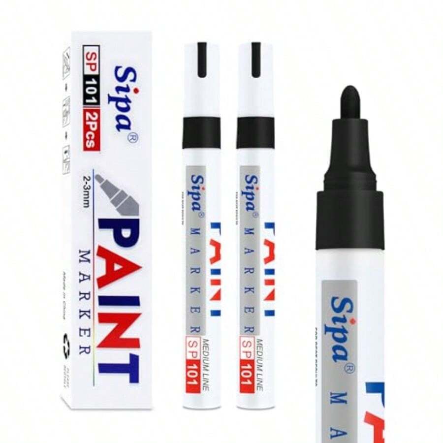 Black Paint Marker Pen 2 Pack  Baed Chiel Tip Permanent Paint Pen Quick Drg And Of Marker For Rock Wood Metal Platic Canva Gla  Gif For A Kid - 如圖 - 查看 1