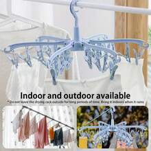 Tendedero plegable de plástico con 24 pinzas, percha giratoria para ropa interior, secadora para organización de lavandería y soluciones de almacenamiento de ropa eficientes, diseño portátil y compacto para colgar prendas en interiores, dormitorio, baño y cocina - Multicolor - Ver 5