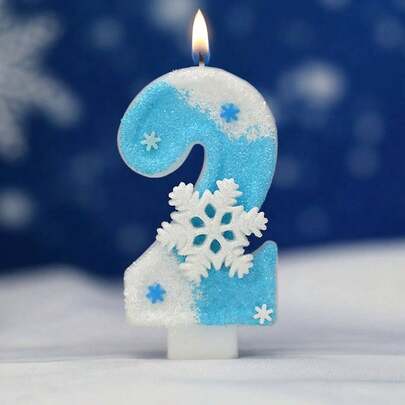 1 pieza Vela de número de cumpleaños, copo de nieve, vela de pastel de cumpleaños de festival, decoración de pastel con vela de lentejuelas, adecuada para artículos de celebración de aniversario, suministros de fiesta de cumpleaños con copos de nieve