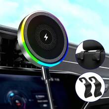 Cargador inalámbrico de coche de 15W con fuerte succión y carga rápida, soporte magnético para teléfono con rotación de 360°, brazo ajustable y plegable con rotación de 360°, accesorio de carga inalámbrica duradero para coche - multicolor - Ver 12