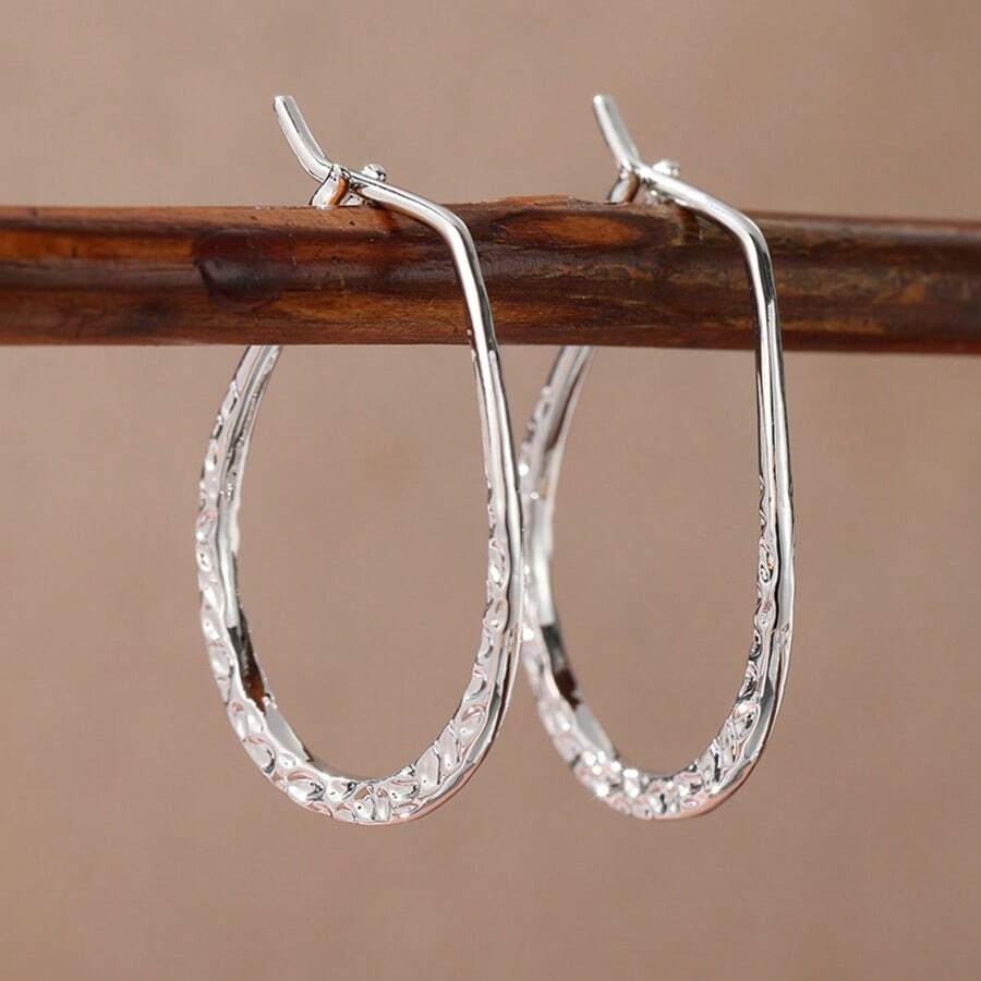 Un classico orecchino in rame minimalista, un regalo perfetto ed elegante per le feste per le signore, adatto per qualsiasi occasione. Un regalo eccellente per donne e ragazze. - Argento - Visualizzare 1