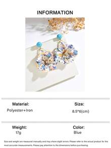 1 Pair Mori Style Sweet Fresh Floral Raffia Fabric Flower Tassel Earrings Suitable For Women's Vacation And Daily Wear - Blue - View 6