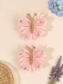 2 Stücke rosa/beige/silbrige Schmetterling Haarclips mit funkelnden Strass Dekor, zarte Haarclip, süße Barrettes für Alltag, Hochzeit, Party, Festival, Picknick, Geschenk, Haarspangen für Teenager Haarzubehör - Verschiedenfarbig - Übersicht 14