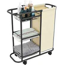 Sisi Home Textile Rolling Laundry Basket With 3 Storage Baskets And 45 L Bag Heavy Duty Laundry Cart With Wheels And Handle Space Saving Laundry Room Organization For Bathroom Living Room Apartment Dorm - Beige - View 7