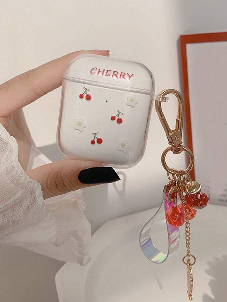 1 chiếc ốp tai nghe hình quả anh đào dễ thương kèm móc khóa, ốp mềm trong suốt tương thích với Apple 1/2 Pro, 3/4, thiết kế tươi mới dành cho nữ. - Nhiều màu - Xem 1