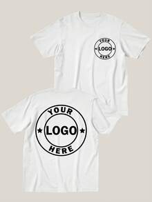 Customizable Front And Back Print Logo Shirt For Company Team Group Custom Class Party Club T Shirts For Men Women Tee Tops, Personalized Shirts With Photo Logo Text Graphic Shirts, Customized T-Shirt Customize Family Shirt Boyfriend Girlfriend Husband Wife Parents Friends Gifts Idea - 白色 - 查看 2
