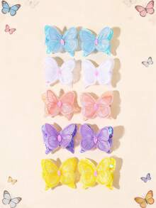 10pcs/Set Floral Butterfly Hair Clips, Round Sequin Hair Clips, Candy Color BB Clips, Sweet Y2K Girl Hair Accessories Gift Party Summer Vacation - Multicolor - View 4