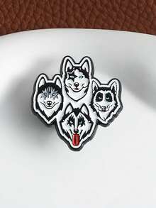 1 chiếc ghim cài áo hình hoạt hình ban nhạc rock Husky ngộ nghĩnh màu đen trắng với bốn đầu chó, chất liệu kim loại, thích hợp để cài áo khoác hoặc ve áo làm quà tặng trang sức cho người hâm mộ và bạn bè. - Đen và trắng - Xem 11