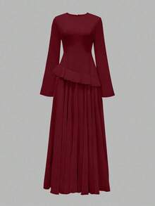 [Spring/Summer Style] Best-Selling New Arrivals Women's Elegant Ruffle Trim Tie-Waist Flare Sleeve Dress, Spring/Summer - 淺黃色 - 查看 10