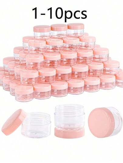 1-10 hũ kem mini trong suốt có nắp đậy, hộp đựng mẫu mỹ phẩm bằng nhựa rỗng, hộp đựng mỹ phẩm bằng nhựa có thể tái sử dụng với nắp vặn, thích hợp đựng kem dưỡng da và các sản phẩm làm đẹp, hộp đựng mẫu mỹ phẩm nhỏ, kem nhiều màu, sữa dưỡng thể, son môi, phấn mắt, bột sơn móng tay, trang sức, hộp phấn trang điểm và dễ mang theo, có thể tái sử dụng, phụ kiện du lịch, đồ dùng cần thiết khi đi du lịch, hũ đựng mẫu mỹ phẩm, chai mini rỗng.