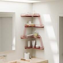 Estantería de Pared Escalera de Incendios - Estanterías de Esquina de Pared Modernas Estilo Ciudad de 4 Niveles Estante de Escalera de Metal Fácil de Instalar para Figuras Estantes - Estante de pared rojo Fire Escape - Ver 6