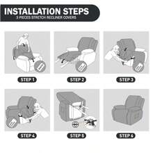 3 piezas de tela de felpa extra pequeña Fundas para silla reclinable estirables Funda reclinable para silla reclinable Lazy Boy de ancho Lavable Gris claro - Gris claro - Ver 6