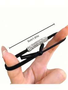 20/10/3pcs Luxury Crystal Decorated Hair Scrunchies, New Elastic Hair Ties, Minimalist Multipurpose Design Suitable For Ponytail, Non-Damaging Hair Accessories, Fitness Sports Hair Decor, Hair Tie Hair Accessories,Travel,Birthday - Black - View 5