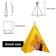 Large Yellow Teepee - 3 Sizes (135/160/180cm), Polyester, Foldable Play Tent, Suitable For Boys & Girls, Home Decor & Photography Props - A - View 8