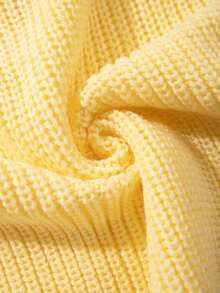 Women's Simple Ribbed Solid Color Casual Korean Textured Commuter Loose Versatile Stand Collar Zipper Half-Placket Pullover Long Sleeve Sweater, Spring/Autumn/Winter - 黃色 - 查看 11