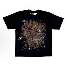 Sp5der Spider Graphic Tees Streetwear Tshirts Vintage Unisex, Summer Clothes Tops For Men/Women, With An Artistic Graffiti-Style Splatter Design - 黑色 - 查看 4