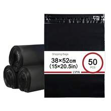 50/100个装黑色加厚防水纯色礼品袋 - 简约多用途袋，适用于学校、办公室、邮寄、情人节、圣诞节、男士生日礼物 - Black courier bags - 查看 19