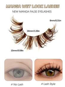 Asiteo 6 Pairs Brown Wet Lashes Cat Eye False Eyelashes, Natural Look Soft & Fluffy, Lightweight Brown Lashes Suitable For All Eye Shapes, Spiky Lashes Great For Dates & Cosplay - Comic wet eyelashes - View 5