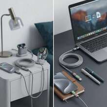 240W 4-In-1 USB C Charging Cable LED Indicator PD Charging Silicone Material 4FT Gray - View 4
