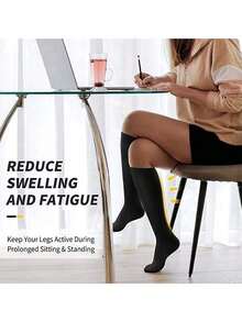 6 Pairs Unisex Compression Socks, Soft & Lightweight Over-The-Knee Stockings, Low Pressure Support Socks, Suitable For Nurses, Running, Sports, Travel, Autumn Wear - Nhiều màu - Xem 7