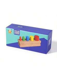 Juguete de clasificación de colores de madera Montessori, juguete de entrenamiento de habilidades motoras finas para niños, actividades del aula preescolar - Inserto cilíndrico - Ver 12