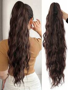 Paquete de cabello de cola de caballo rizada con onda de agua marrón profundo de 26 pulgadas, suave y natural, adecuado para mujeres - Multicolor - Ver 13