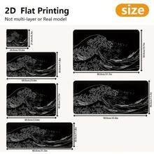 Large Size Mouse Pad With Japanese-Style Black Wave Design, Suitable For Gaming, Study Or Office Use, With Stitched Edges And Rubber Base Office Desk Desk Office Supplies Office Accessories Desk Mat Mousepad Study Table Mouse Pad For Desk Desk Decor - Black - View 8