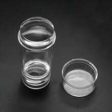 1 tấm dập móng tay bằng silicon trong suốt, dụng cụ dập móng nghệ thuật hai đầu có thể thu vào và có nắp đậy. - Trong sáng - Xem 7