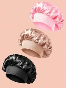 1/2 chiếc mũ ngủ bằng lụa, mũ ngủ bằng satin, mũ trùm tóc bằng lụa mềm mại, co giãn, phù hợp với tóc xoăn. - Nhiều màu - Xem 2