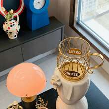 "Coffee Capsule Storage Basket" Gilded Line Aesthetics . Metal Coffee Storage Decor: Bringing Luxury Art Into Your Living Space - Gold - View 6