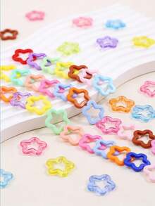 20pcs Cute Colorful Flower, Star, Pentagram, Bell Keychain DIY Accessories, Candy Color Pendants - Hollow Out Five-pointed Star - View 1
