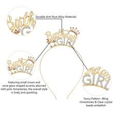 2pcs/Set European And American Bridal Crown Headpiece, Wedding Crown Headband, Birthday Girl Letter Headband - Gold - View 9