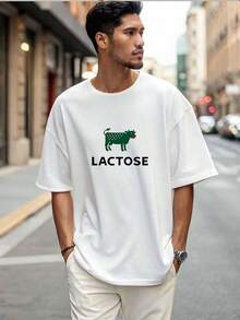 Funny Minimalist White T-Shirt With Green Cow Logo And Text, 100% Breathable Cotton, Short Sleeve, EU Sizes S-3XL, Perfect Gift - 白色 - 查看 2