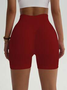Quần short thể thao nữ không đường may, co giãn, nâng đỡ, định hình dáng người, thích hợp cho yoga, tập thể dục và chạy bộ, mùa xuân/hè. - Đỏ - Xem 4