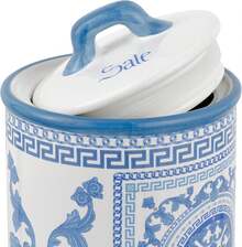 Baroni Home Accessori da Cucina, Linea Maioliche Blu, Barattolo Sale - Saliera - Ver 6
