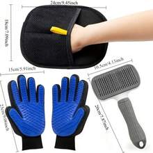 Cepillo para aseo de mascotas, guante de desensedado fácil de limpiar, cepillo para perros, herramienta universal de aseo para gatos y perros, suave y sin caída de pelo, lavable - Negro - Ver 2