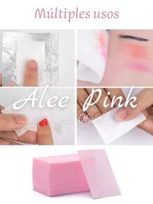 600 Toallitas sin pelusa, toallitas de tela no tejida color rosa, toalla de limpieza de arte de uñas, toallitas de celulosa desechables de un solo uso, de uso húmedo y seco, suministros para uñas, herramientas para quitar esmalte - ROSA - Ver 3