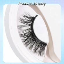 1 Pair Magnetic False Eyelashes Set, With Storage Box, Reusable, No Glue Needed, Magnetic Adsorption, Natural Crossed Lashes, Thick & Curly, Suitable For Party, Cartoon Style Lashes, Suitable For Repeated Use - Black - View 3